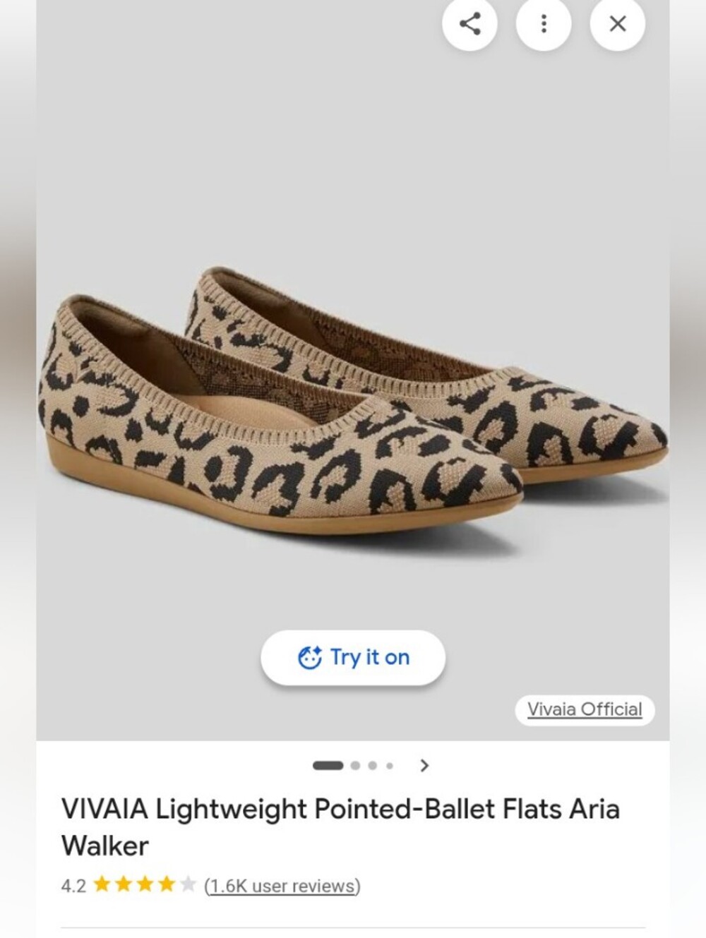 Vivaia Women’s Lightweight Pointed Toe Aria Walker Leopard Flats 39.5 / US 8.5 - Picture 9 of 12